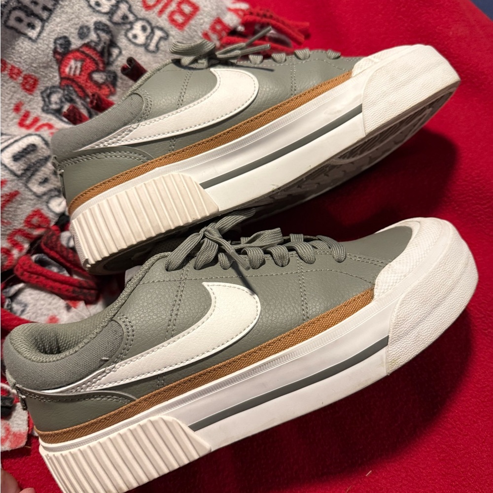 Stylish Green and White Sneakers